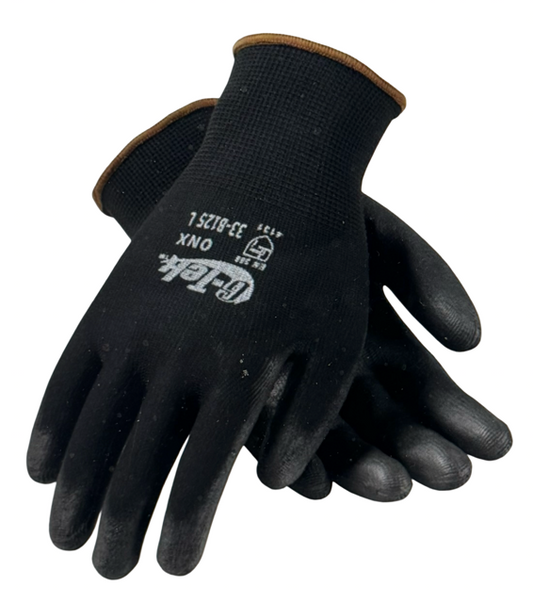PIP G-Tek General Purpose Nylon Gloves with Polyurethane Grip, Black, Size Large