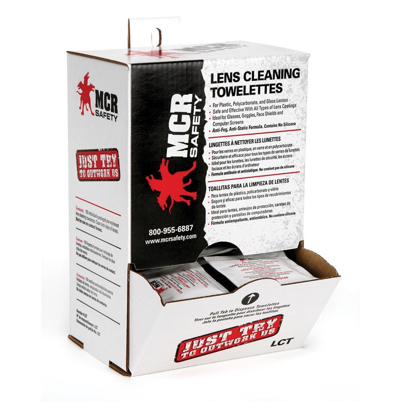 MCR Safety LCT Premoistened Lens Cleaning Towelettes (Box of 100)