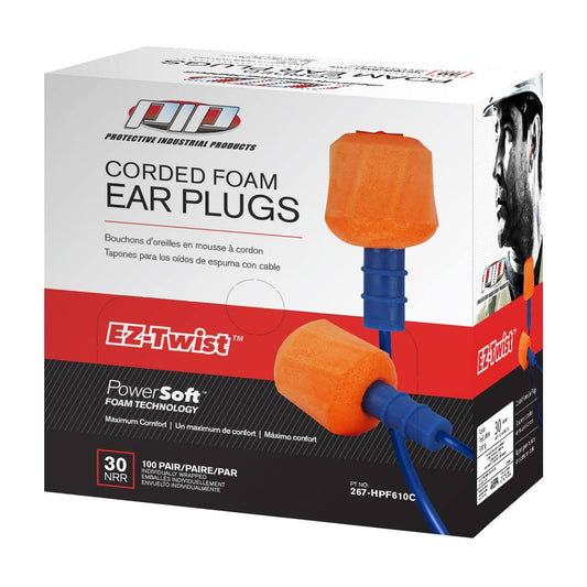 PIP EZ-Twist Disposable Soft Polyurethane Foam Ear Plugs - NRR 30 - 200 Pairs