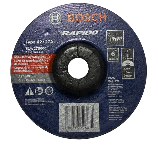 Bosch RAPIDO 6" x 1/16" x 7/8" Metal Thin Cutting Wheel Type 42 / 27A