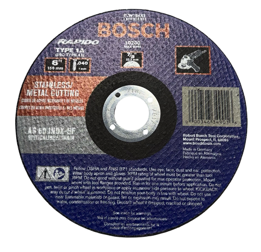 Bosch RAPIDO 6" x .040" x 7/8" Thin Cutting Metal Cut-Off Wheel AS60-INOX-BF