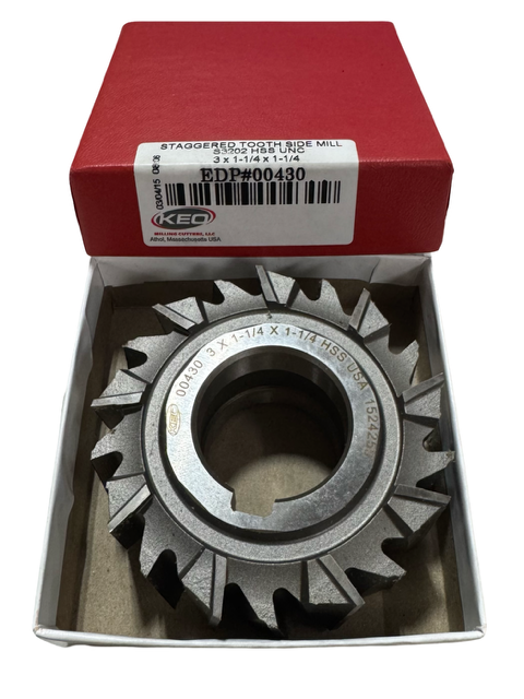 Keo 3" x 1-1/4" x 1-1/4" HSS Staggered Tooth Side Milling Cutter 18 Teeth USA Made