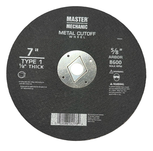 Master Mechanic 7" x 1/8" x 5/8" Metal Cut-Off Wheel Type 1