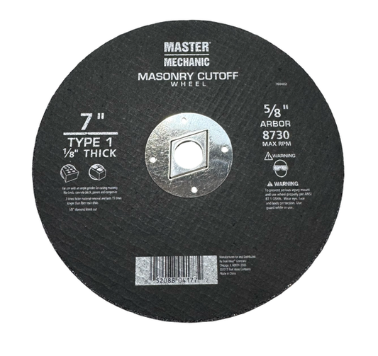 Master Mechanic 7" x 1/8" x 5/8" Masonry Cut-Off Wheel Type 1