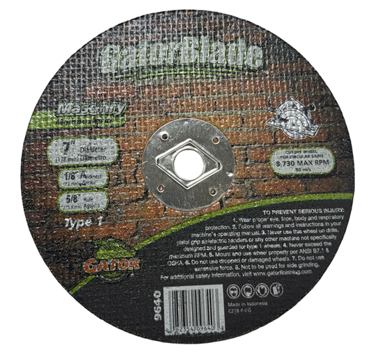 Gator 7" x 1/8" x 5/8" Masonry Cut-Off Wheel T1 for Circular Saws