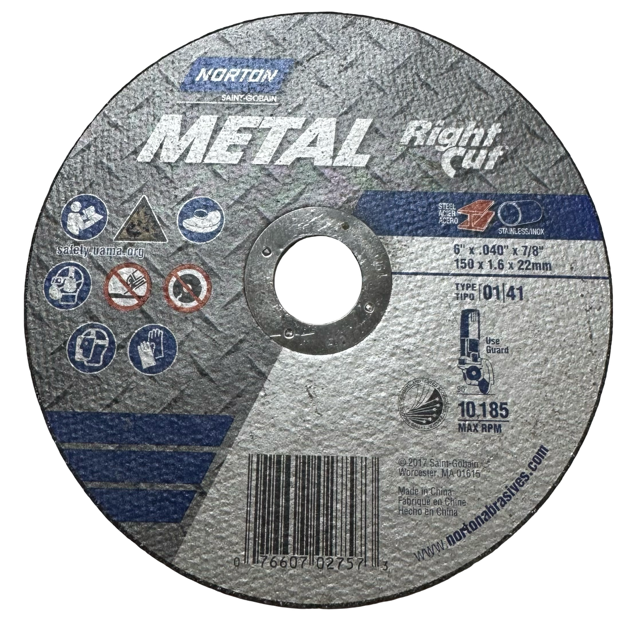 Nortan 6" x .040" x 7/8" Metal Cut-Off Wheel Type 1