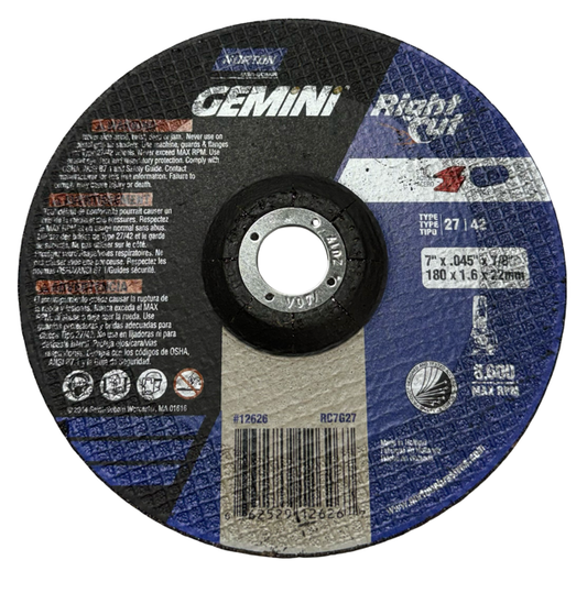 Norton GEMINI 7" x .045" x 7/8" Metal Cut-Off Wheel Type 27