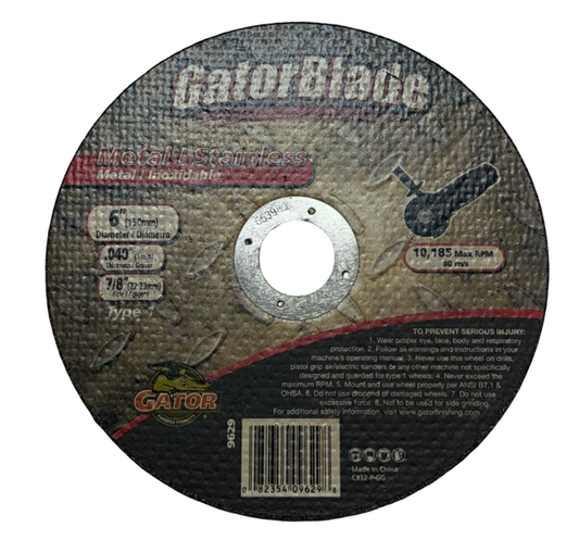 Gator 6" x .040" x 7/8" Metal Thin Cut-Off Wheel Type 1