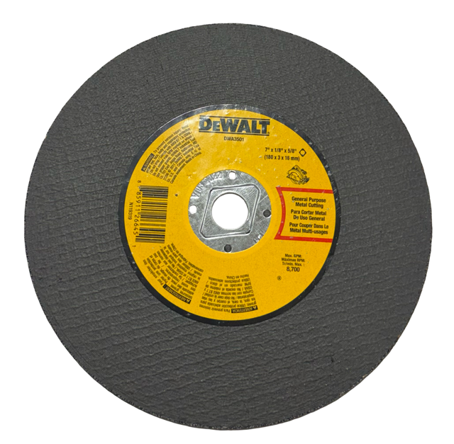 DEWALT 7" x 1/8" x 5/8" Metal Cut-Off Wheel, Type 1, Aluminum Oxide, 24 Grit