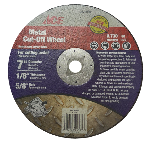Ace 7" x 1/8" x 5/8" Metal Cut-Off Wheel for Circular Saws