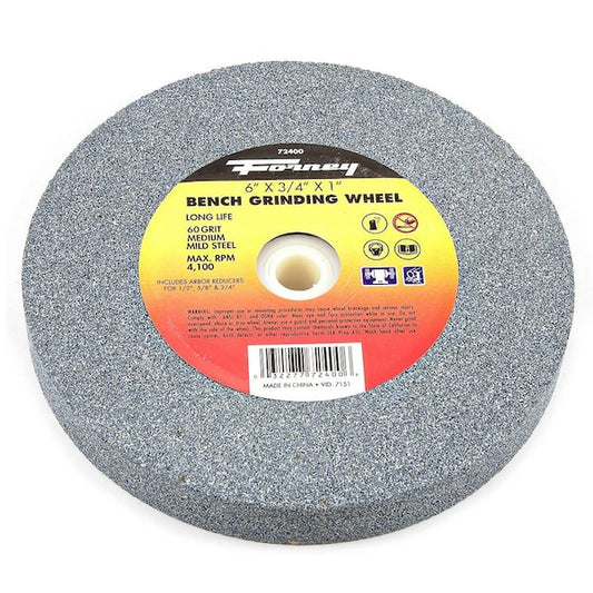 Forney 6" x 3/4" x 1" Bench Grinding Wheel 60 Grit Medium Universal Arbor