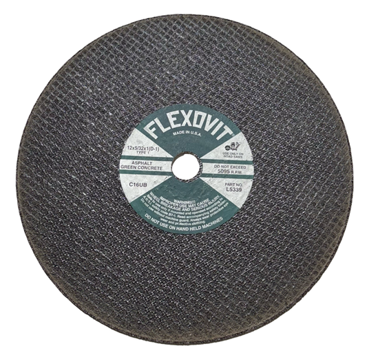 FLEXOVIT 12" x 5/32" x 1" (D-1) High Performance Reinforced Road Saw Wheel T1 USA Made