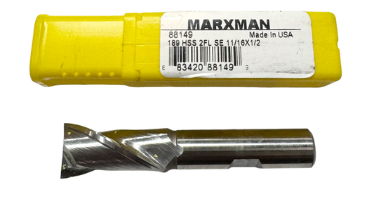 Marxman 11/16" HSS End Mill 1/2" Shank 2 Flute USA Made