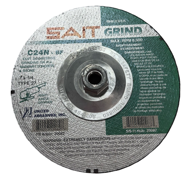 SAIT 7" x 1/4" x 5/8-11 Masonry Grinding Wheel C24N-BF USA Made