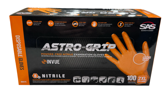 Astro-Grip Powder-Free Orange Nitrile Examination Gloves, 8 mil, 2XL, 100 Pack