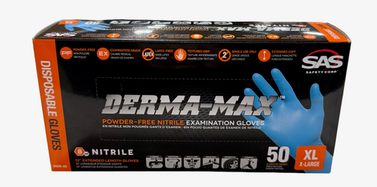 SAS Derma-Max Powder-Free Nitrile 12" Ext Length Examination Gloves Size XL 50 Pack