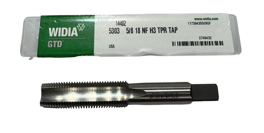 Widia 5/8"-18 HSS Straight Flute Tap, H3, 4 Flute Taper Tap USA Made