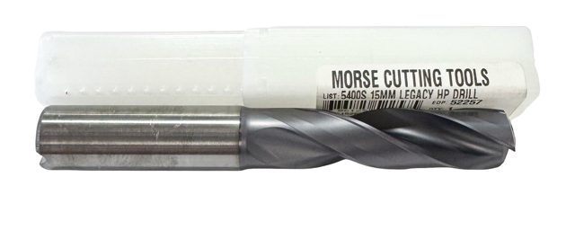 Morse 15mm Solid Carbide Drill Short Length TiAlN Coolant Thru High Performance