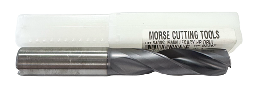 Morse 15mm Solid Carbide Drill Short Length TiAlN Coolant Thru High Performance