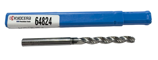Kyocera 5.4mm Solid Carbide Drill 5xD 3 Flute TB Coated USA Made