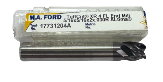 M.A. Ford 5/16" Carbide End Mill 4 Flut4 ALtima Coated .030" Radius USA Made