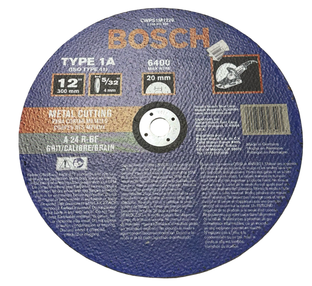 Bosch 12" x 5/32" x 20mm Metal Cut-Off High Speed Wheel for Portable Saw