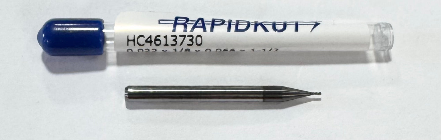 RapidKut .022" Carbide End Mill 4 Flute Diamond Coated USA Made
