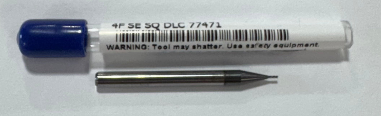 RapidKut .021" Carbide End Mill 4 Flute Diamond Coated USA Made