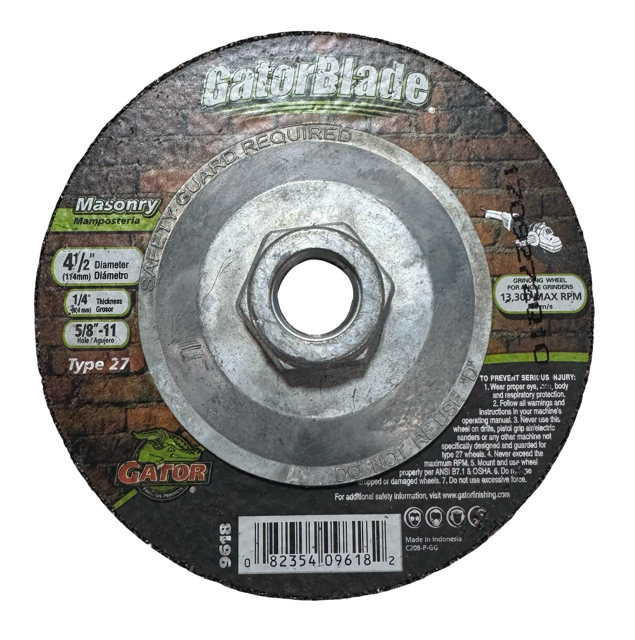Gator 4-1/2" x 1/4" x 5/8-11 Masonry Grinding Wheel T27 for Angle Grinders
