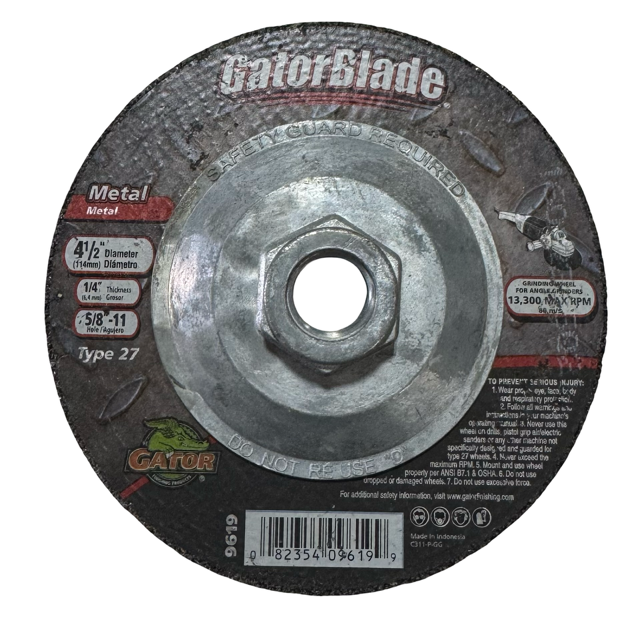 Gator 4-1/2" x 1/4" x 5/8-11 Metal Grinding Wheel T27