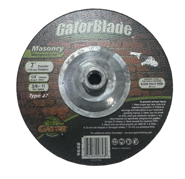 Gator 7" x 1/4" x 5/8-11 Masonry Grinding Wheel Type 27