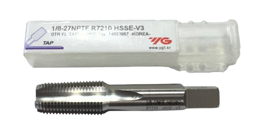 YG 1/8"-27 HSSE-V3 Straight Flute Taper Pipe Tap 4 Flute