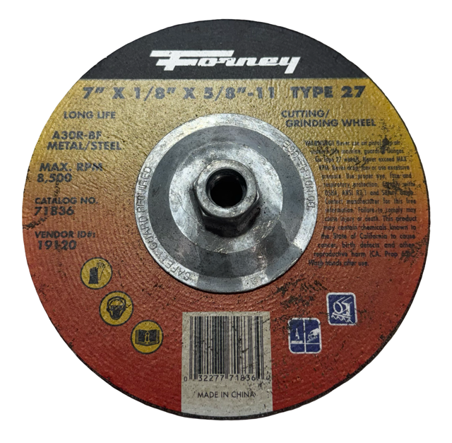 Forney 7" x 1/8" x 5/8-11 Cutting/Grinding Wheel A30R-BF