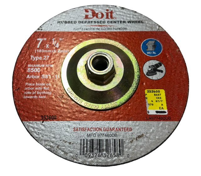 Do it Best 7" x 1/4" x 5/8-11 Metal Grinding Wheel 353600