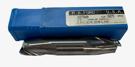 M.A. Ford 3/4" Carbide Double End Mill Stub Length 2 Flute USA Made