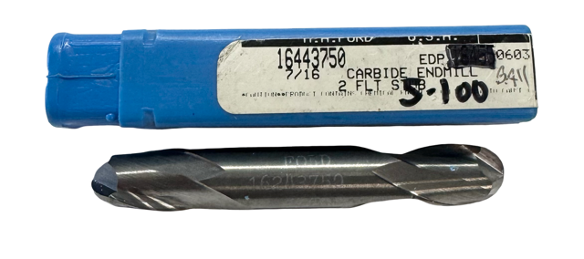 M.A. Ford 7/16" Carbide Ball Double End Mill 2 Flute Stub Length USA Made