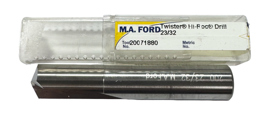 M.A. Ford 23/32" Solid Carbide Hi-Roc Drill 135° Point USA Made