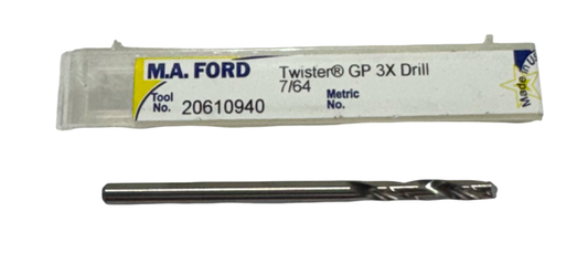 M.A. Ford 7/64" Solid Carbide Drill Screw Machine Length USA Made