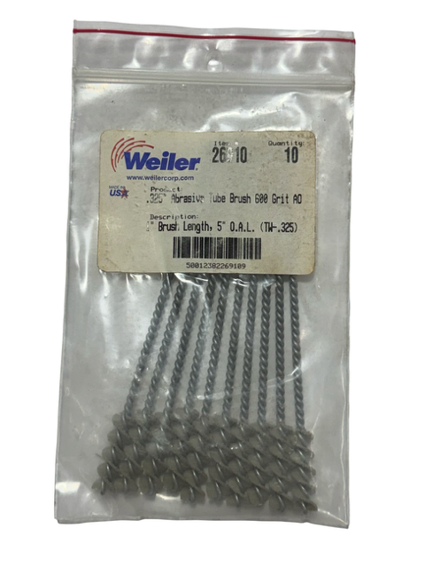 Weiler .325" Nylox Micro Abrasive Tube Brush 600 Grit Aluminum Oxide 10 Pack