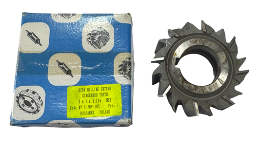 Dolfa 3" x 1" x 1-1/4" HSS Side Milling Cutter - Staggered Teeth
