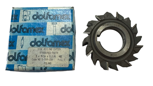 Dolfa 3" x 9/16" x 1-1/4" HSS Side Milling Cutter Staggered Teeth