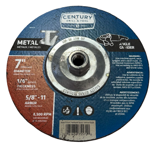 Century 7" x 1/4" x 5/8-11 Metal Grinding Wheel 75572