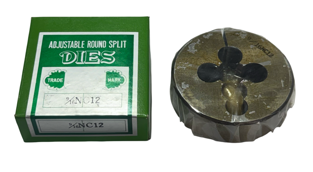 9/16"-12 NC Carbon Steel Adjustable Round Split Die, 2-1/2" Outside Diameter