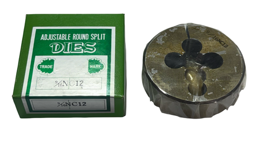9/16"-12 NC Carbon Steel Adjustable Round Split Die, 2-1/2" Outside Diameter