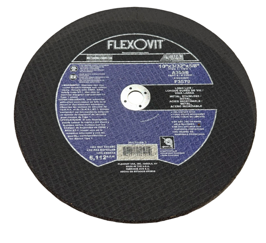 Flexovit 10" x 3/32" x 5/8" Metal Chop Saw Cut-Off Wheel A30SB