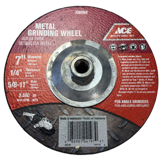 Ace 7" x 1/4" x 5/8-11 Metal Grinding Wheel for Angle Grinders