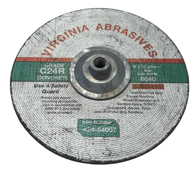 Virginia 9" x 1/4" x 5/8-11 Concrete Grinding Wheel C24R