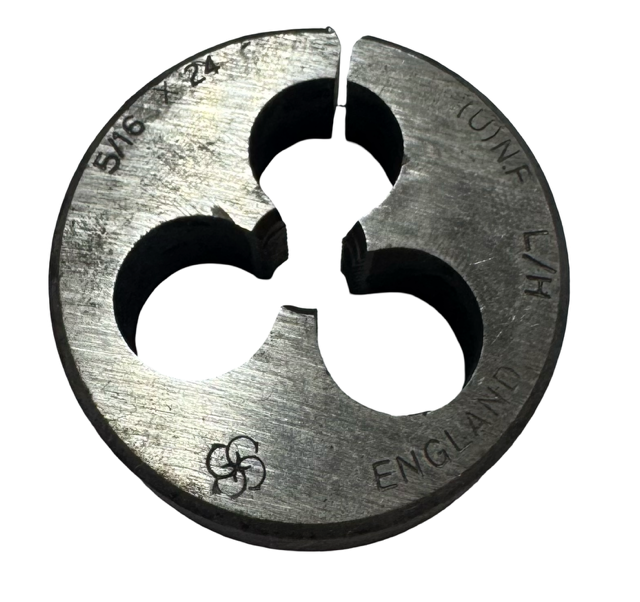5/16"-24 UNF HSS Carbon Steel Round Adjustable Split Die - Left Hand - 1-1/2" O.D.