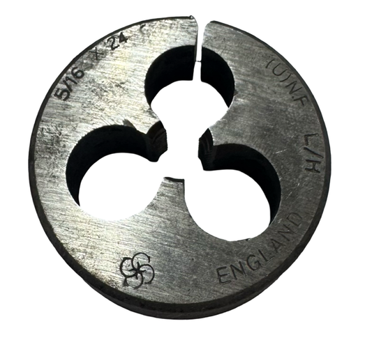 5/16"-24 UNF HSS Carbon Steel Round Adjustable Split Die - Left Hand - 1-1/2" O.D.