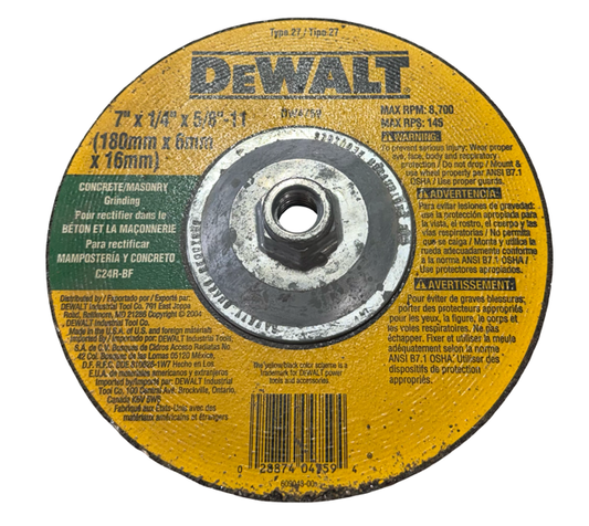 DEWALT 7" x 1/4" x 5/8-11 Concrete/Masonry Grinding Wheel Silicon Carbide DW4759
